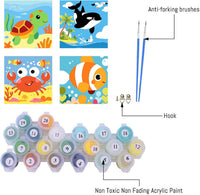 FQOVKYN 4 pack paint by number kit for kids with cute animal 8x8 canvases - view 7
