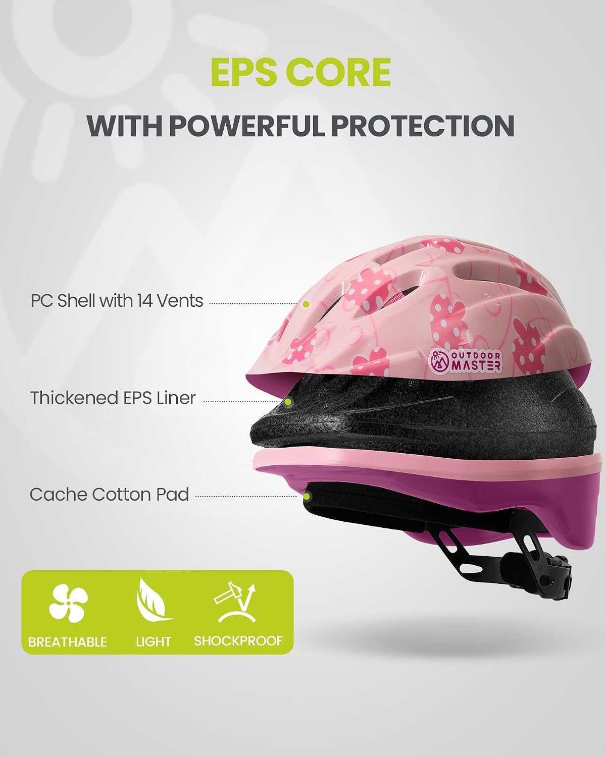 OutdoorMaster Toddler Helmet - Mushroom Pink / Small: 18.9-20.47 in. / 48-52 cm - image 3