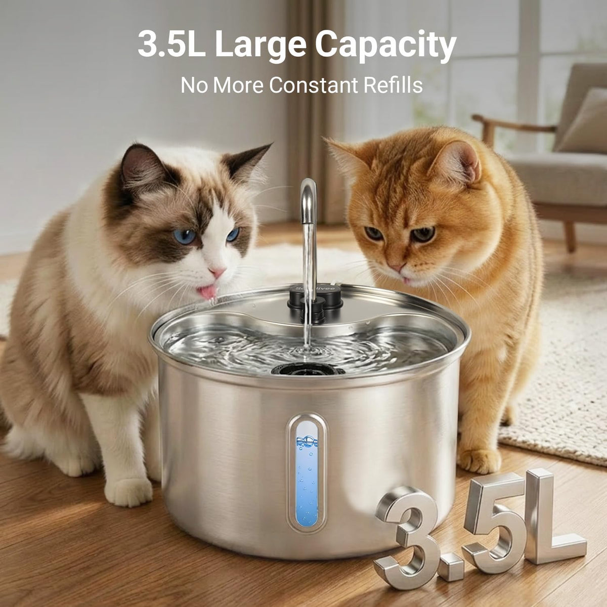 Cat Water Fountain, LED Water Level Window - 1 Filters - image 3