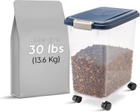 IRIS USA Airtight Pet Food Storage Rolling Container - 30 lbs / Navy - image 4