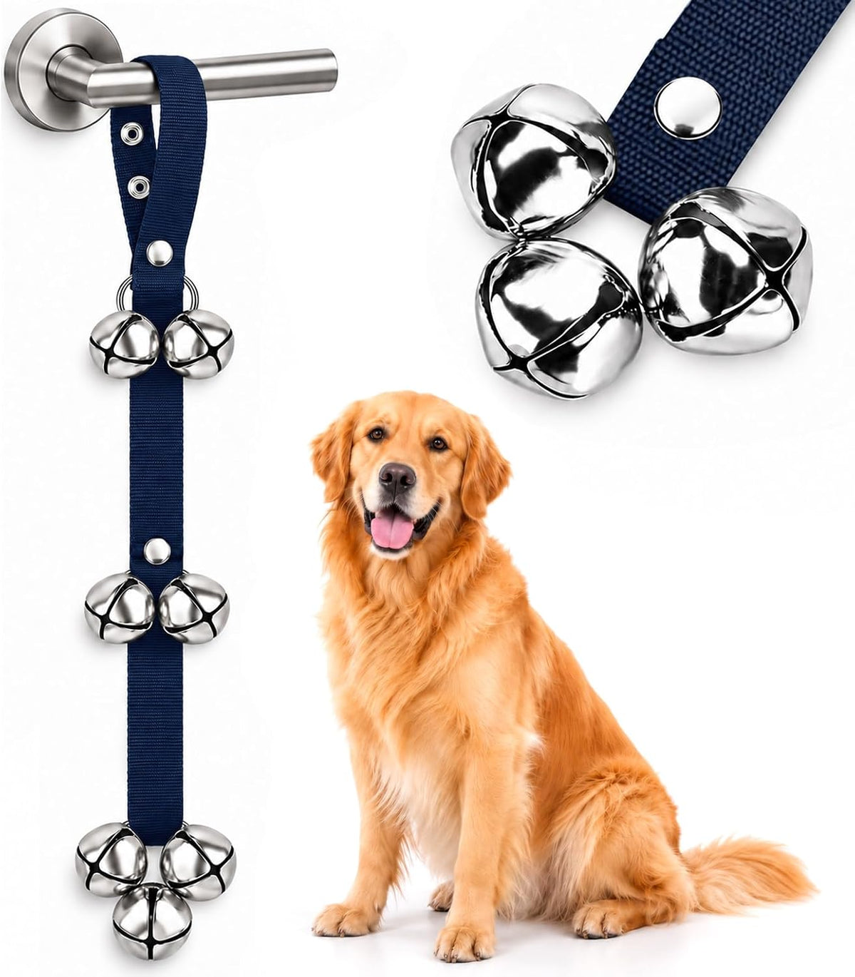 BLUETREE Dog Doorbells Premium Quality Training Potty Great Dog Bells - 07-Navy