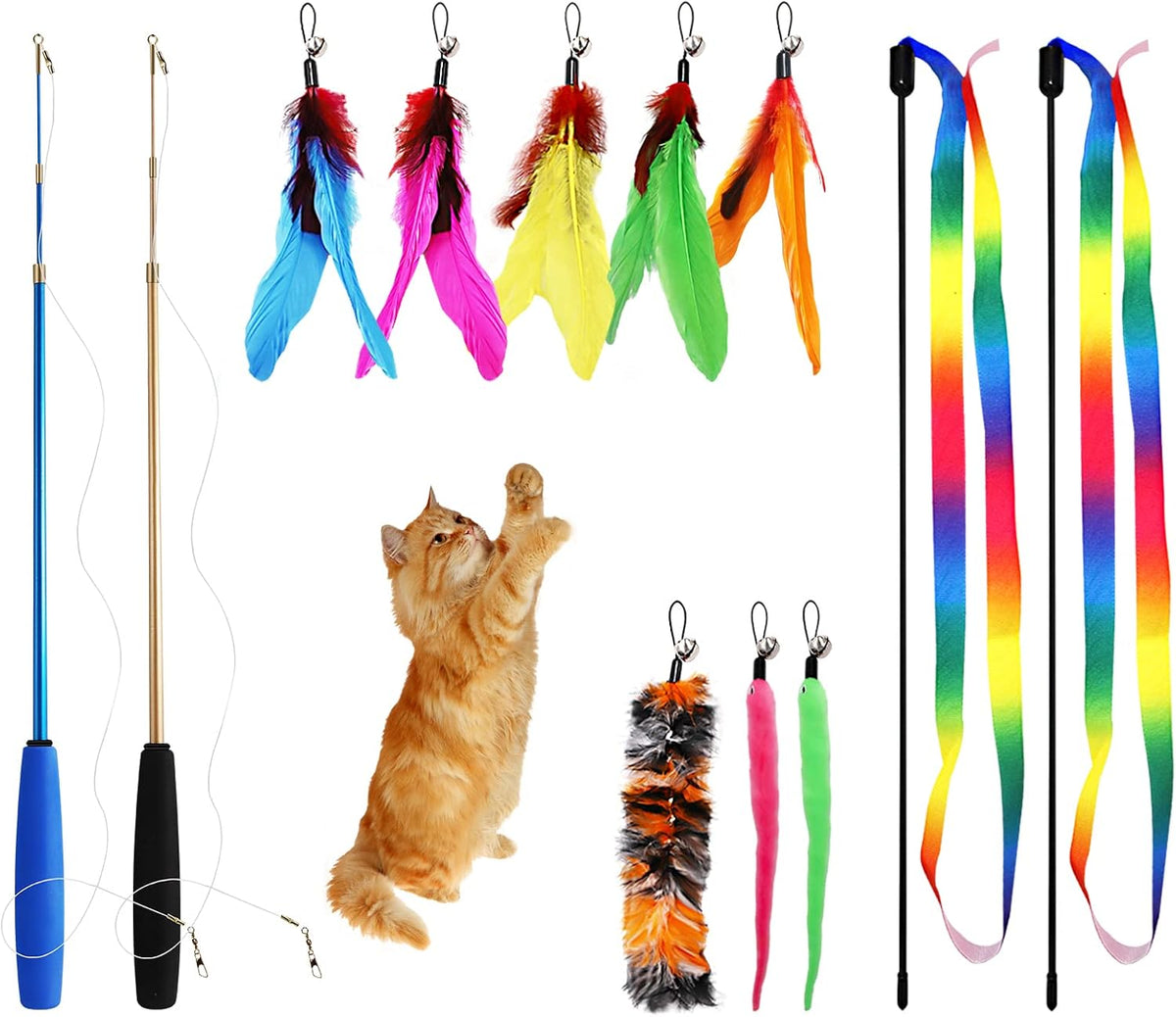 12PCS Interactive Kitten Toys - Cat Feather Toys