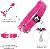 Reflective Dog Collar, Neoprene Padded Small Dog Collar, S - Large (Pack of 1) / 1#Hot Pink（with AirTag Holder） - image 3