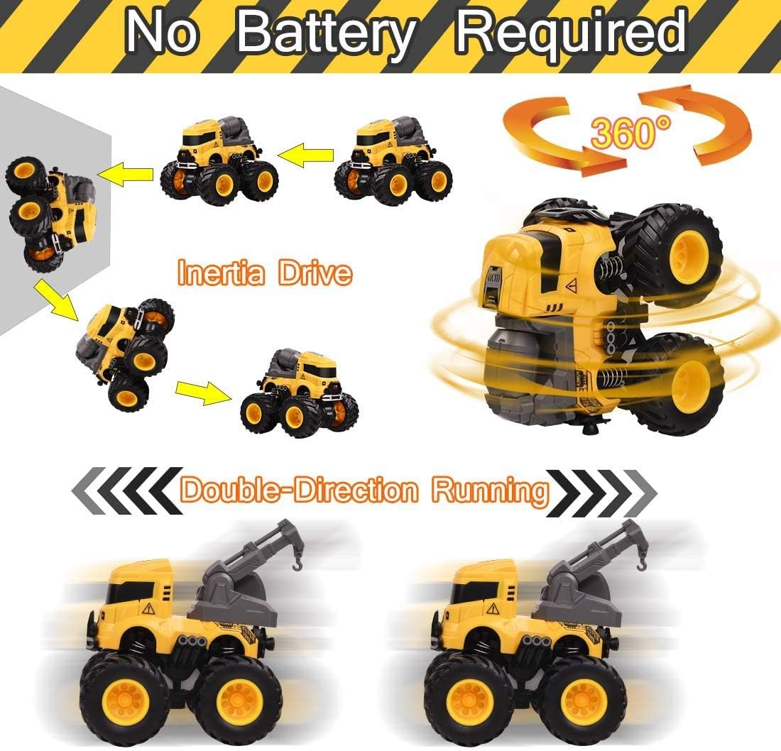 Construction Toys, Mixer Excavator Crane Dump Truck Toy for Boys Age 4-7 – Fun for Kids & Family - Yellow, Black, Grey - image 3