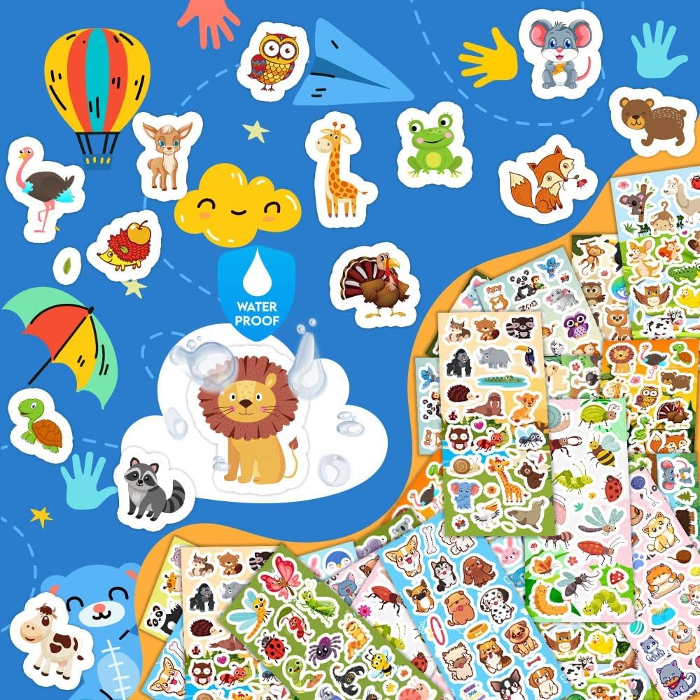 48 Sheets Stickers for Kids - 36 animal stickers - image 2
