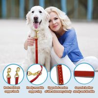 LWBMG Multi Function Leather Dog Leash 8ft Genuine Leather Leash - 8ft x 3/8inch / Red - image 2