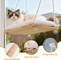 Cat Window Perch Hammock with Solid Wood Seat & Plush Cushion – Essentials for Cats - Natural Wood / Suction Cup Mount - Standard - image 4