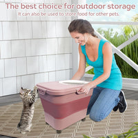 Collapsible Cat Litter Storage Container with Rolling Casters - Pink - image 4