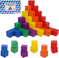 Offelec 1 inch wooden blocks, 108 cubes in 6 colors for stacking and sorting - view 2