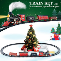 OleFun electric train set with steam locomotive, passenger, coal and freight cars on a circular trac - view 2