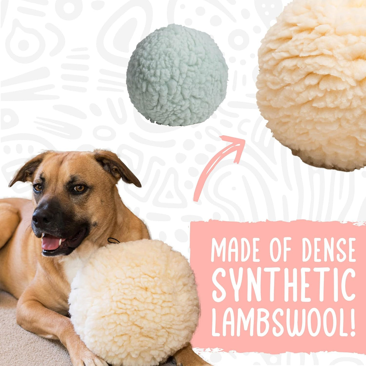 HuggleHounds Plush Ball Dog Toy, Dog Fuzzy Ball Toy - Large / Natural Ball - image 4