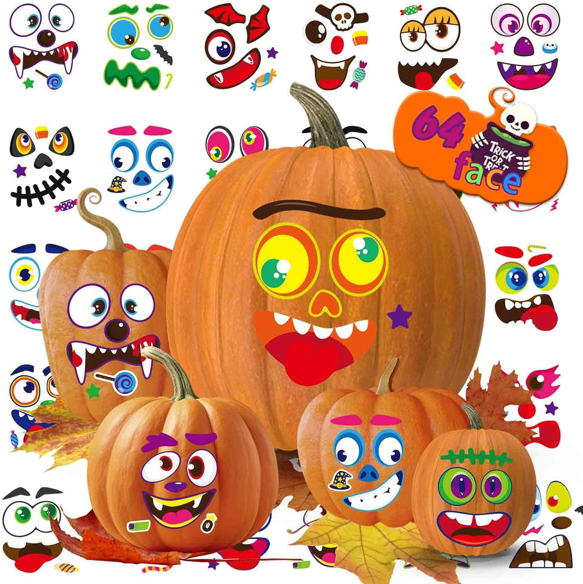 60 Pack Large Pumpkin Stickers - style 5