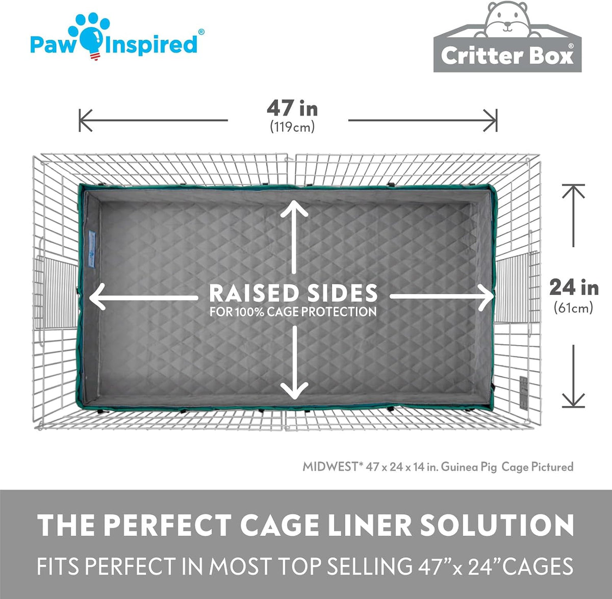 Paw Inspired Critter Box Cage Liner, Raised Sides, C&C 2x4 – Daily Care for Small Pets - Midwest - image 3