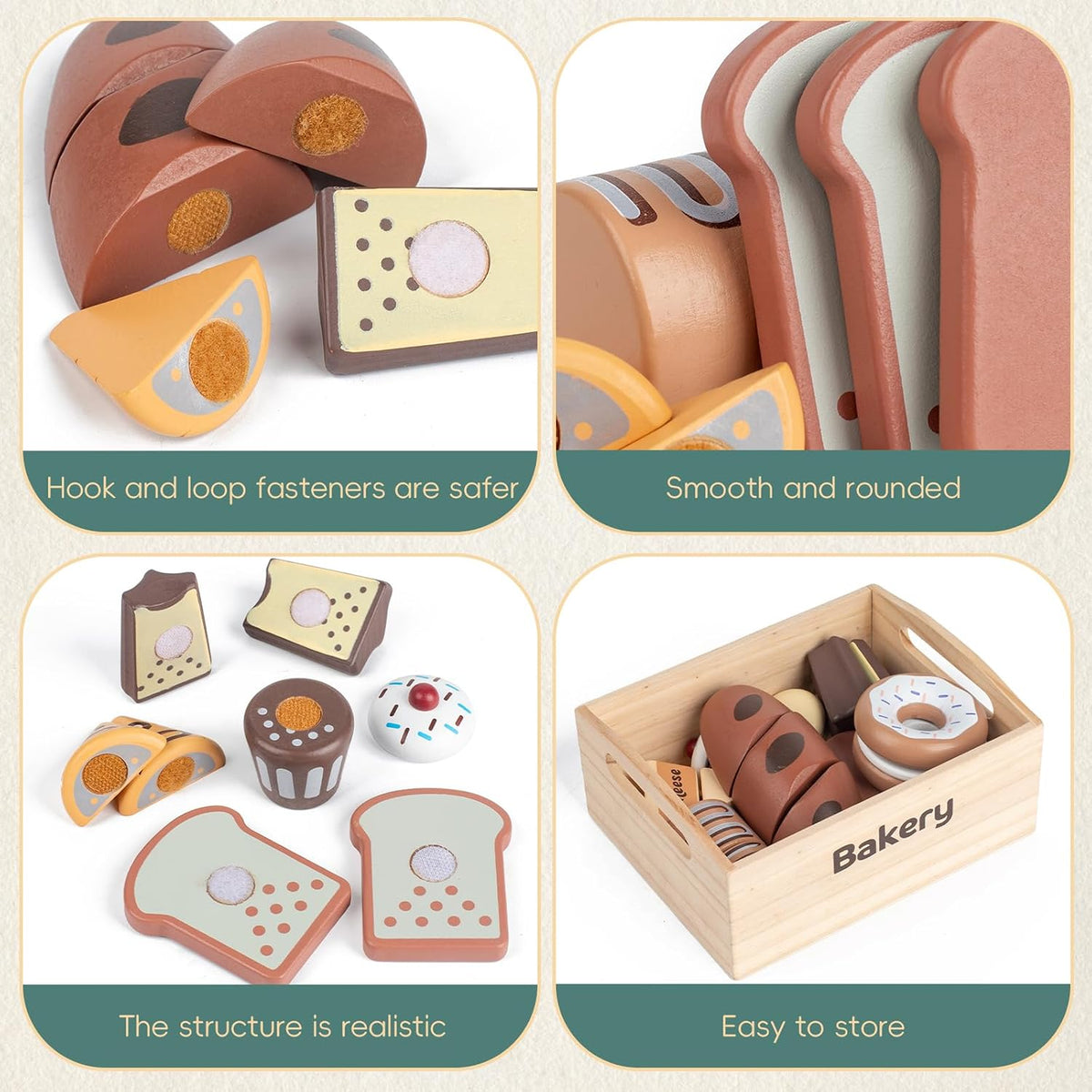 kienvy 10-piece wooden meat and fish play food set with storage box - view 24