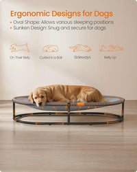 Feandrea Pet Bed, Cat Hammock, Elevated Cat Bed for Multiple Cats, with Removable Washable Mesh, for Pets up to 120 lb, Oval, Gray UPCB005G01
