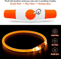 Led Dog Collar, BSEEN USB Rechargeable Flash Dog Necklace Light, Pet Safety Collar Makes Your Beloved Dogs Be Seen at Night for Small Medium Large Dogs(Orange)