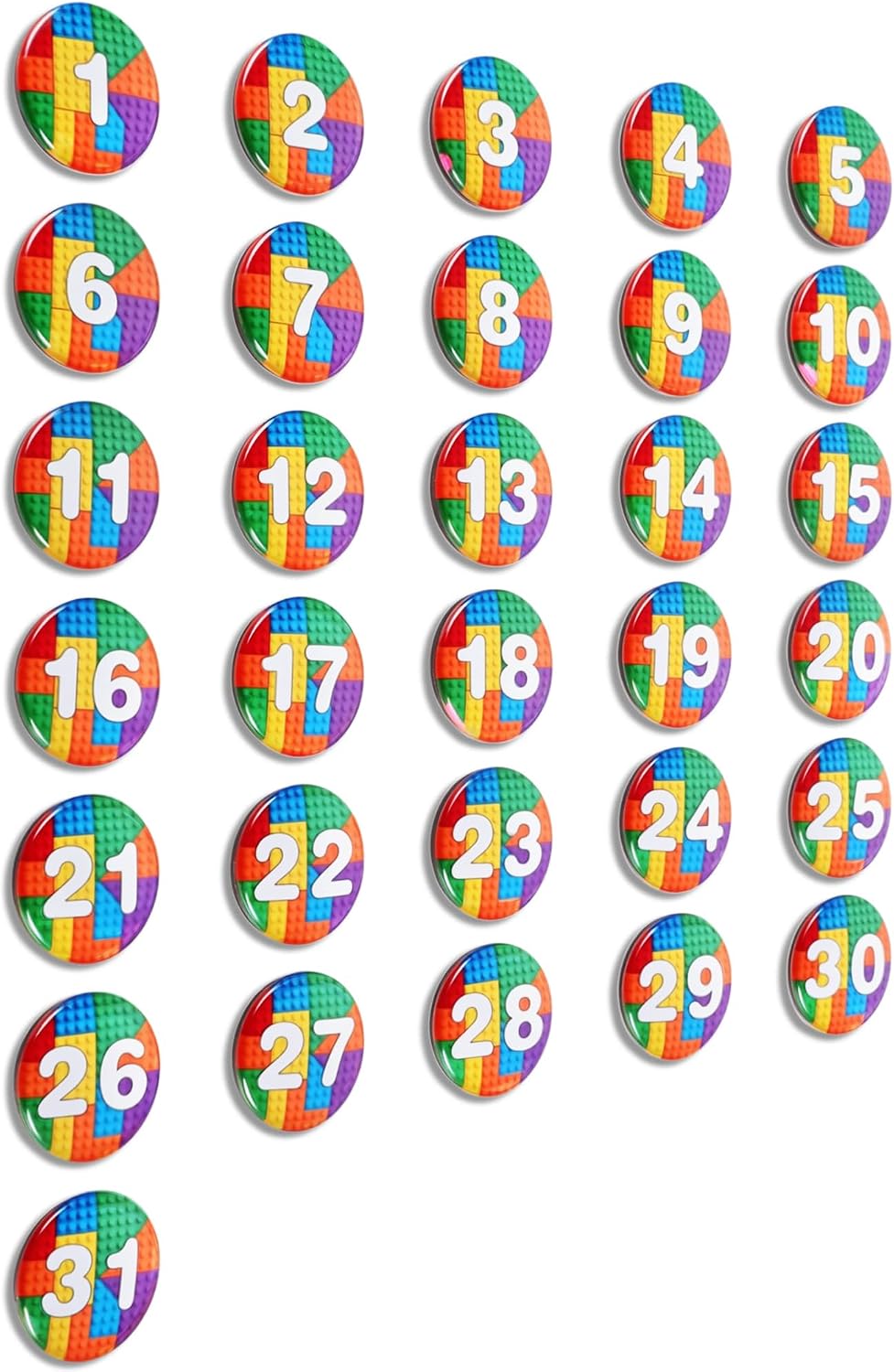 Tellegloww 1-31 magnetic calendar numbers in dark rainbow glass - view 4