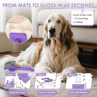 Large Slicker Brush for Dogs - 3PC Pet Grooming Kit - Undercoat Rake & Stainless Comb | Long Pins Remove Mats on Poodles, Golden, Labradoodles | Thick Coat Deshedder for Dogs, Cats, Purple