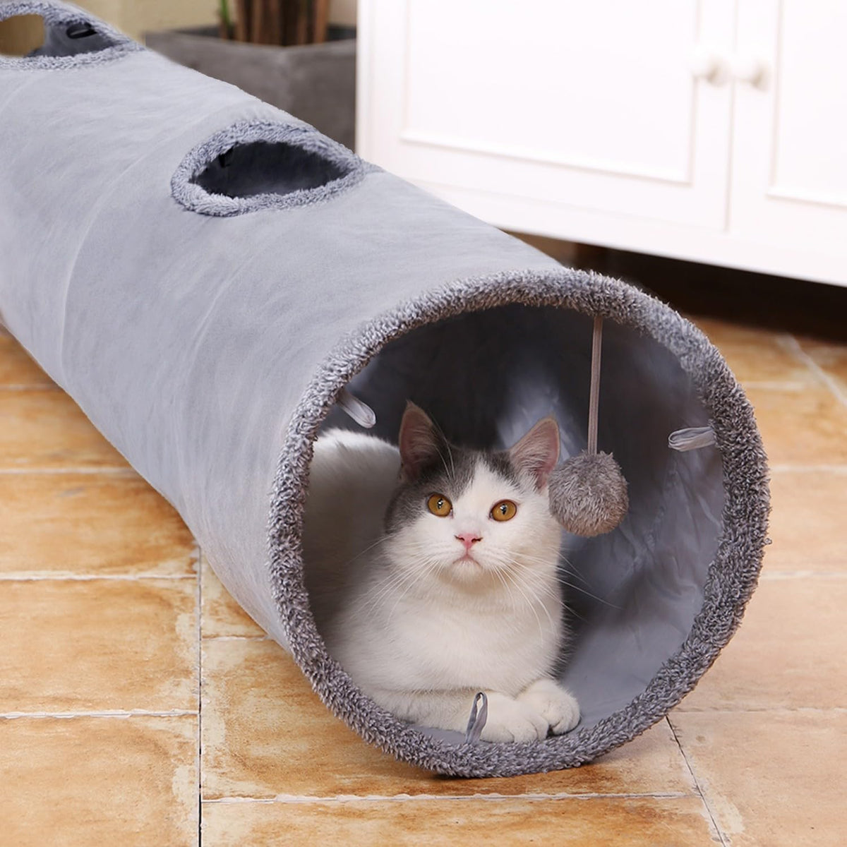 PAWZ Road Cat Tunnel 51 Inches Long Cat Toys Collapsible Tunnel - Suede / Large-51" - image 2