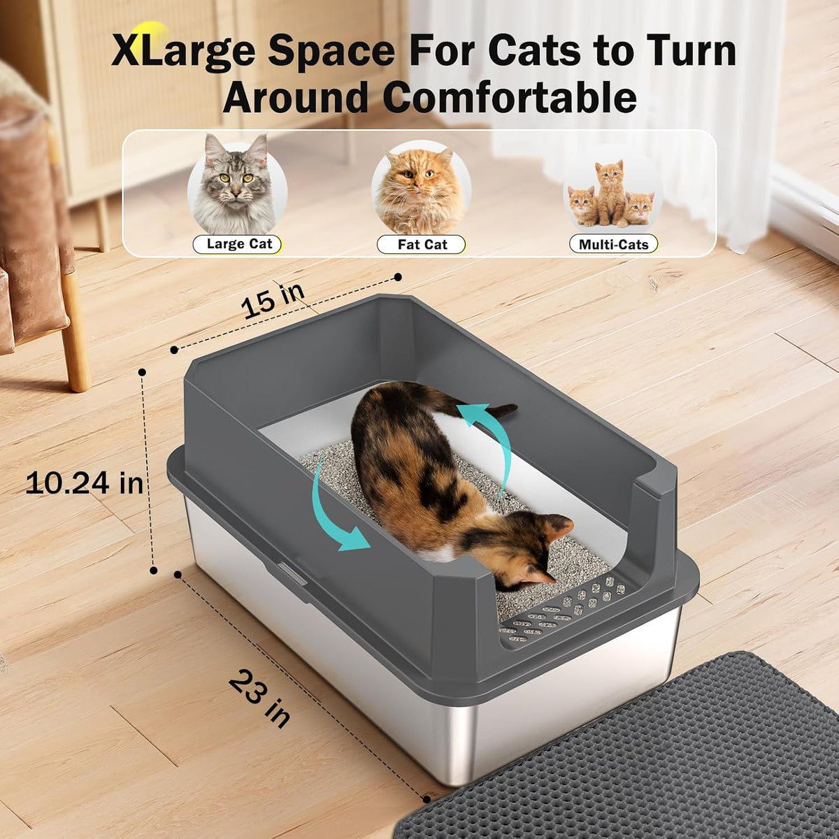 Stainless Steel Litter Box - Dark Grey / XL - image 4