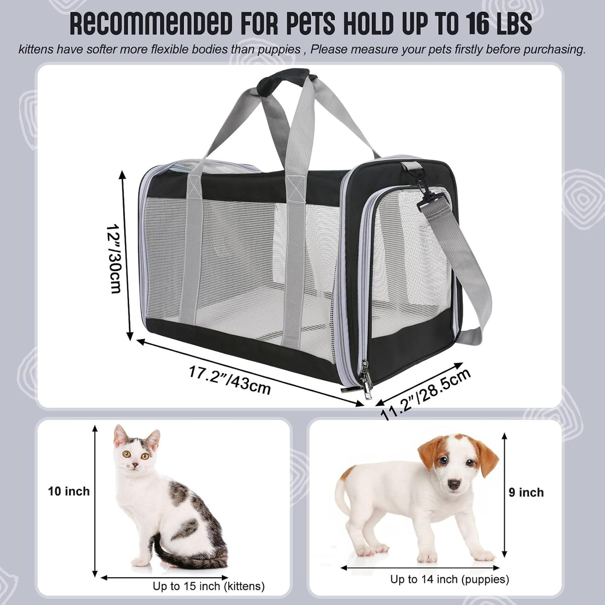 Pet Carrier for Large Cats Up to 20 Lbs - Black - image 2