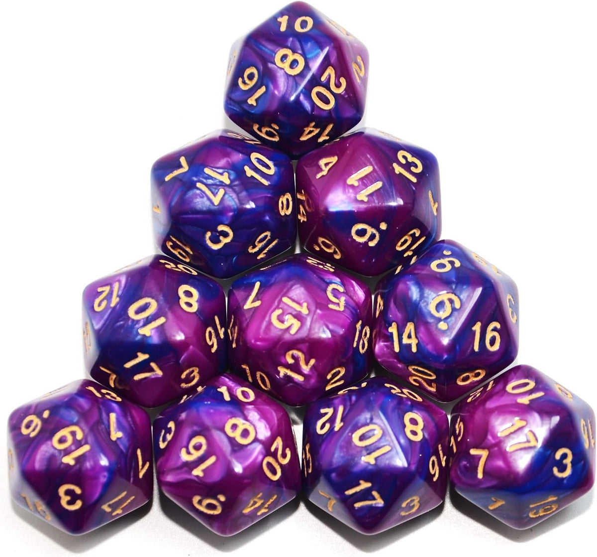 SmartDealsPro 10-Pack 20 Sided Dice D20 Polyhedral Dice for DND RPG - Blue-purple - image 2