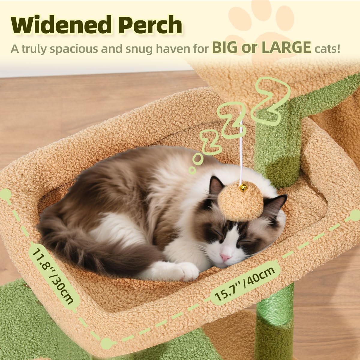 Taoqimiao 32.2in Cat Tree with Toy - Cactus / 32.2 inch - image 2