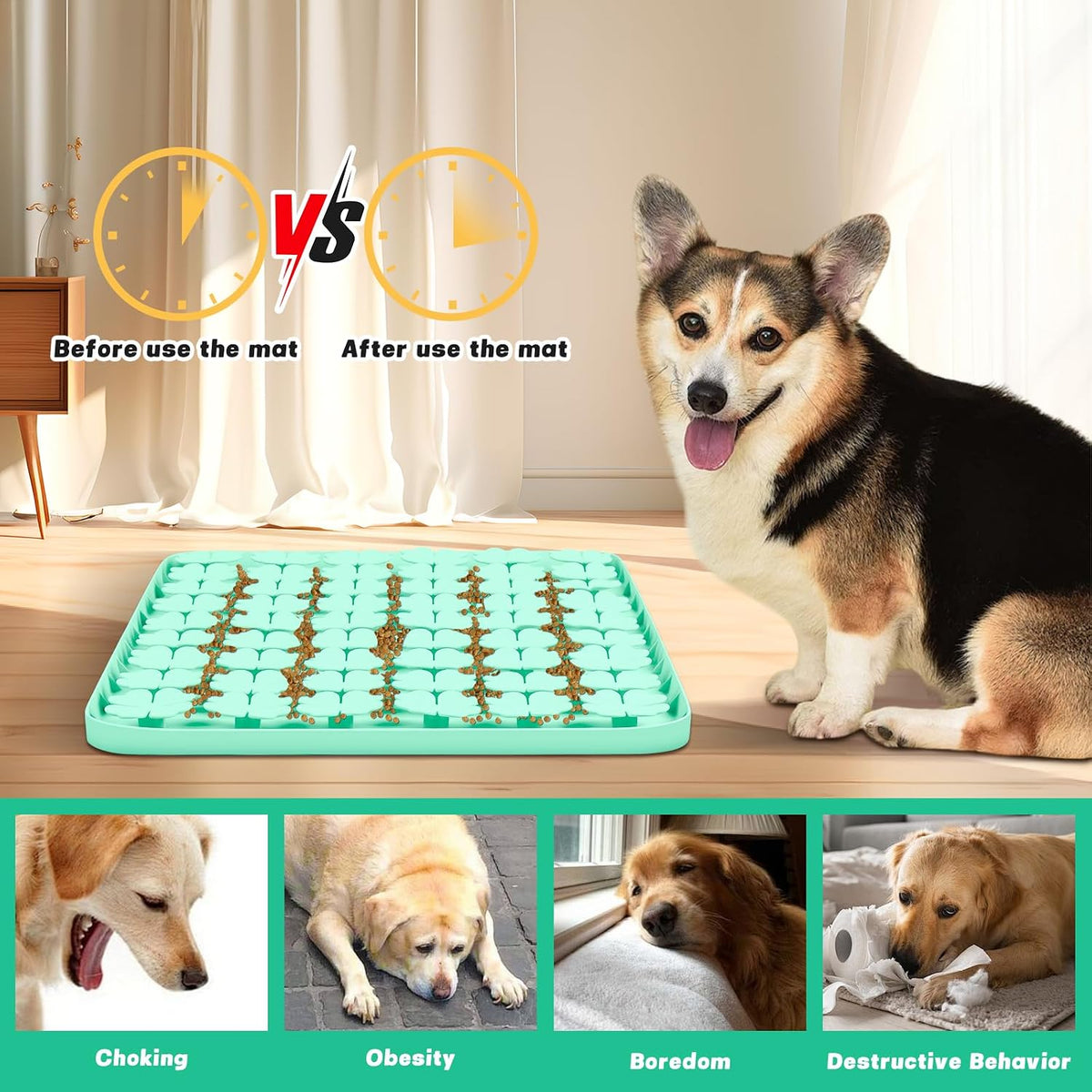 Silicone Snuffle Mat for Dogs 23.6"x 15.7" Large Slow Feeder Mat - Green:23.6"x15.7" - image 2