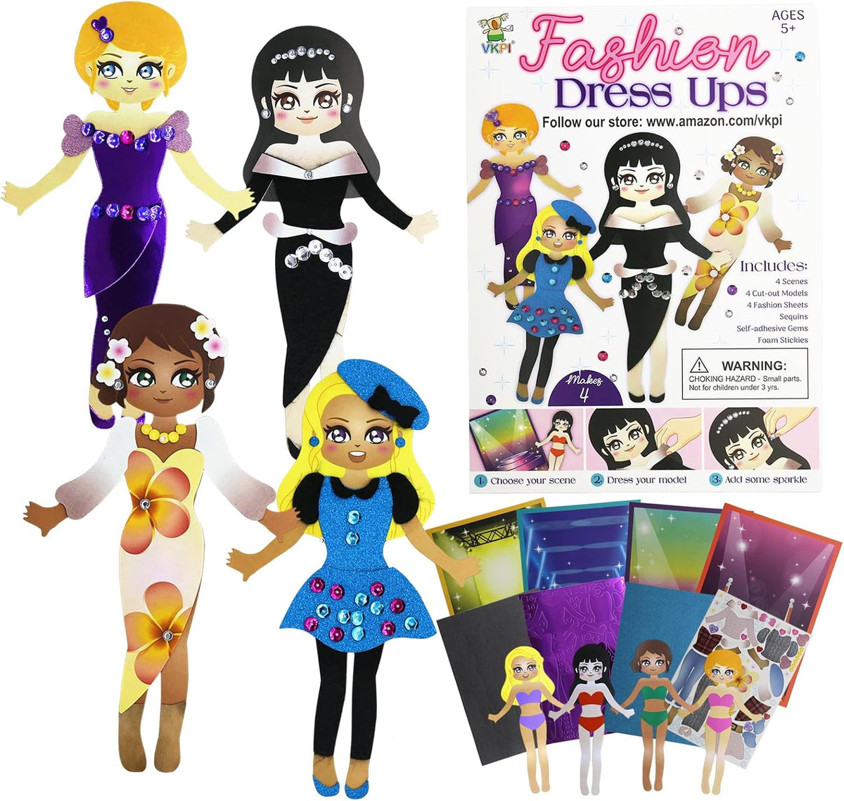 VKPI 4 Butterflies Foam Art Crafts Gift Kit - Dress Ups