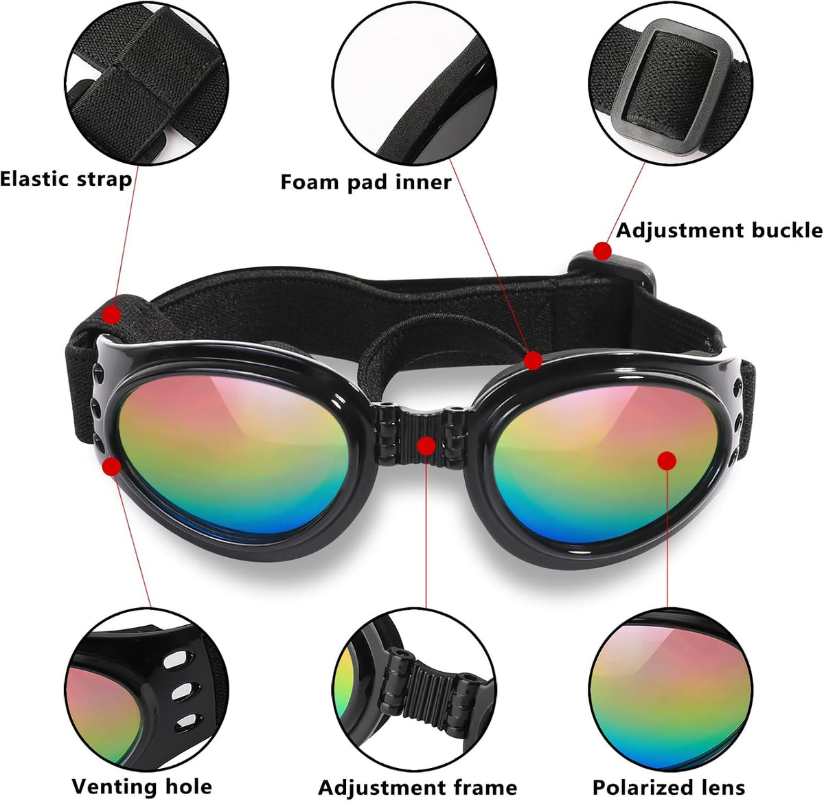 QUMY Dog Sunglasses Dog Goggles for Medium Large Breed Dogs Eye - Blue - image 2