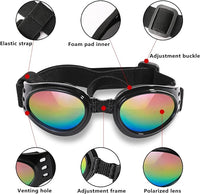 QUMY Dog Sunglasses Dog Goggles for Medium Large Breed Dogs, Wind Dust Fog Protection Eye Wear Pet Glasses with Adjustable Strap for Motorcycle Car Driving Bike Riding Hiking Swimming Over 15lbs Red