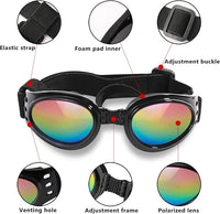 QUMY Dog Sunglasses Dog Goggles for Medium Large Breed Dogs, Wind Dust Fog Protection Eye Wear Pet Glasses with Adjustable Strap for Motorcycle Car Driving Bike Riding Hiking Swimming Over 15lbs Pink