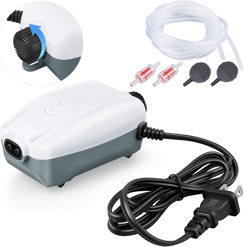 HITOP Dual Outlet Aquarium Electric Air Pump - 3W-80GPH