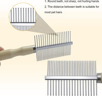 Wooden Handle Grooming Comb for Dogs Cats Pet – Essentials for Cats - Double-Sided Teech Comb - image 3