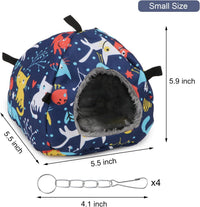 Wontee Bird Plush Hammock Parrot Hanging Snuggle Cave Happy Hut Tent - S / Blue Cat - image 4