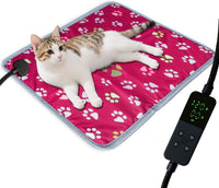 furrybaby Pet Heating Pad for Cats & Dogs, Waterproof Heated Bed - Temp adjustable / 18 X 18in / Pink