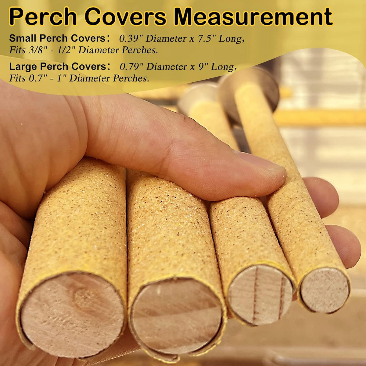 S&X 24-Pack Sand Perch Covers for Parakeets Canaries Finches & Other - Small Perch Covers x6 - image 2