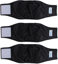 Teamoy Male Dog Belly Band, Reusable Wrap Dog Diapers - Small (Pack of 3) / Black-3pcs