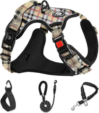 NESTROAD Dog Harness for Medium Sized Dog - Checkered Beige / X-Large