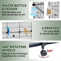 Upgraded Encrypted Metal 46-Inch Bird Cage for Parrot Parakeets – Essentials for Birds - 16.1"L x 12.6"W x 7.3"H - image 4