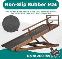 Dog Ramp for Bed, Adjustable Pet Ramps for Dog to Get on Bed, Non-Slip Rubber Surface - Folding Wooden Dog Ramp for Small/Large/Old Dogs, Adjustable up to 23.5 inch High Beds, Safety Railings