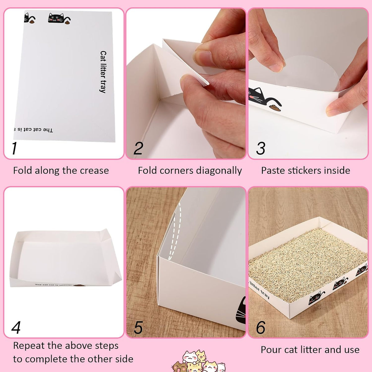 Amyhill 30 Pack Disposable Cat Litter Box Paper Pet Trays - White - image 3