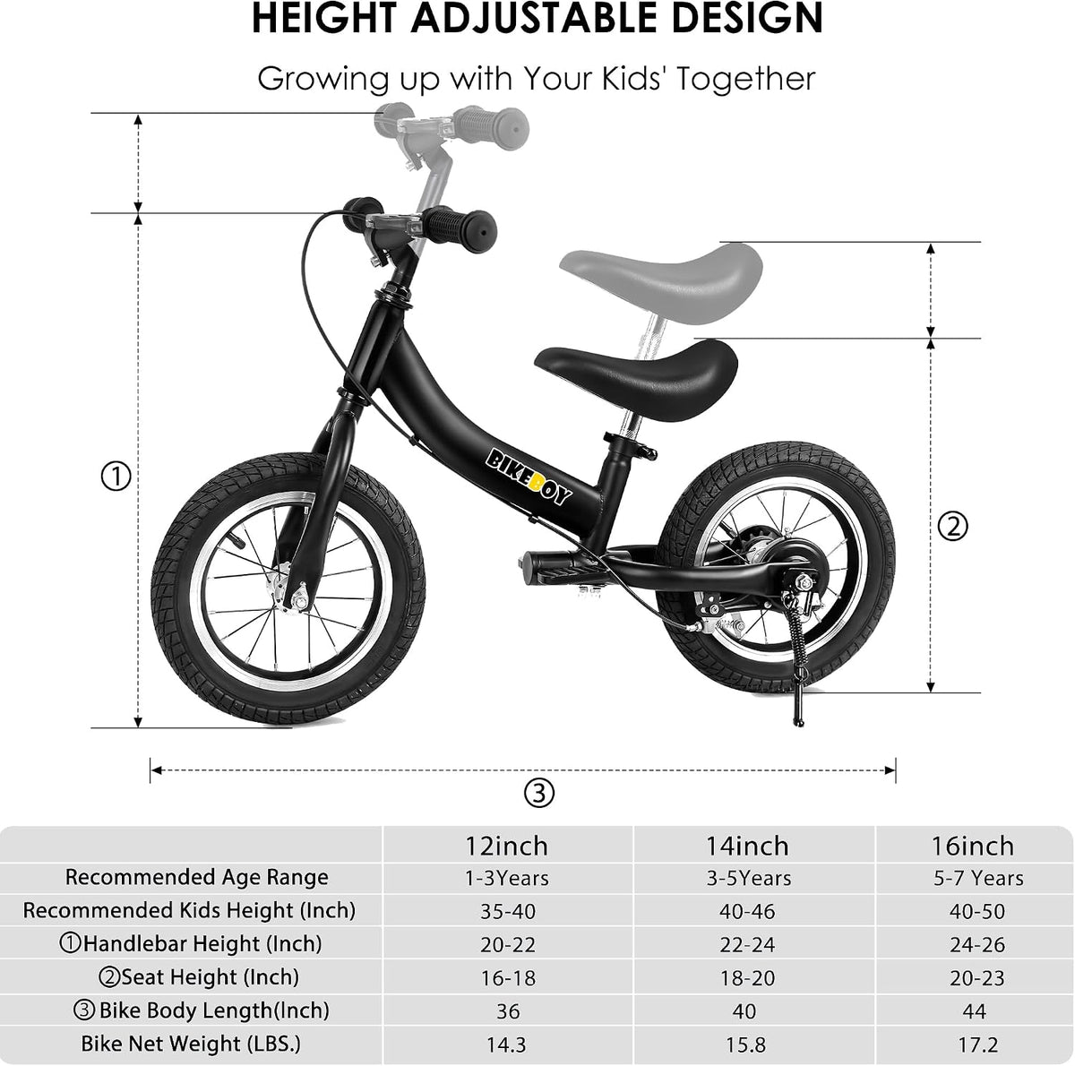 bikeboy 2 in 1 balance bike with pedals and hand brake, 12 14 16 inch wheels - view 27