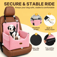 ALL GOOD PET SUPPLIES Dog Car Seat for Small/Medium Dogs Under – Essentials for Dogs - Pink - image 2