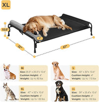 Veehoo Large Elevated Dog Bed, Outdoor Raised Dog Cot Hammock Bed with One-Sided Removable Headrest Bolster, Cooling Breathable Washable Teslin Mesh, Off Ground, Anti-Slip, XL, CWC2204BCP