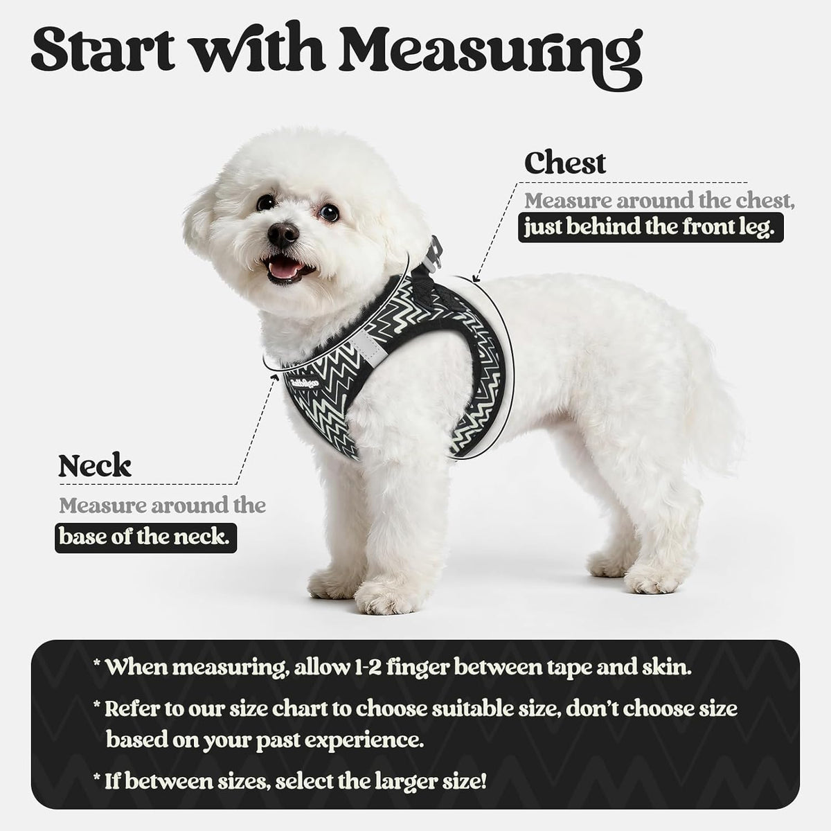 rabbitgoo Dog Harness Small Sized and Leash Set - Black Zigzag / Xxs (chest: 12.4 - 14.2") - image 2