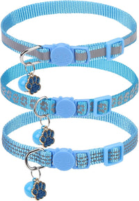 BINGPET Halloween Cat Collar Breakaway - Reflective (Blue)