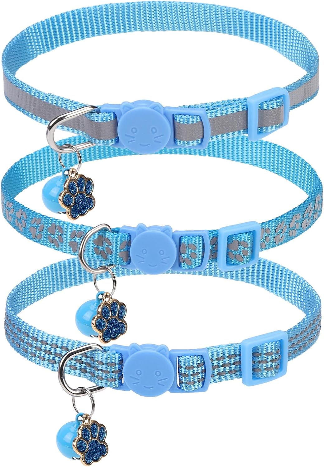 BINGPET Halloween Cat Collar Breakaway - Reflective (Blue)