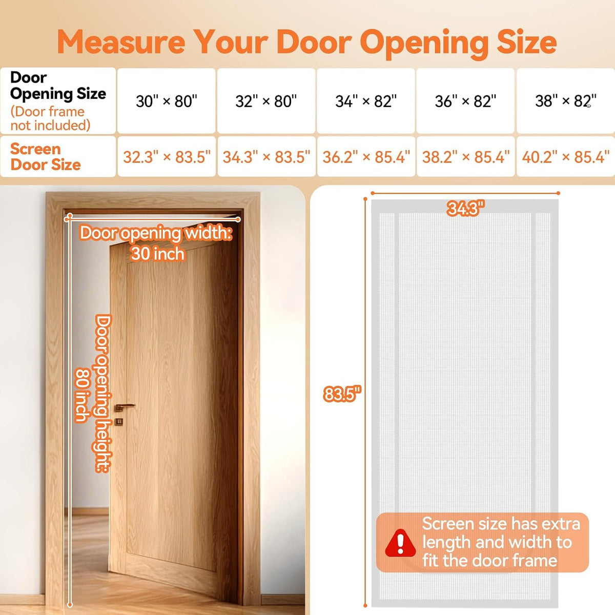 BFNN Cat Screen Door, Scratch Resistant Mesh Gate - White, U-shaped / Up to 32''x 80'' (Fits Door Opening Size) - image 2