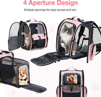 Cat Carrier Backpack, Expandable Pet Carrier with Sun Shade & Full Front Opening, Breathable Mesh - Pink / L-Mesh Window - image 3